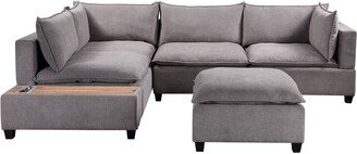 Lilola 6 Piece Modular Sectional Sofa with USB Storage Console Table