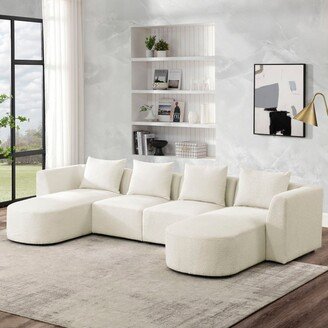 YC U Shape Sectional Sofa including Two Single Seats and Two Chaises DIY Combination