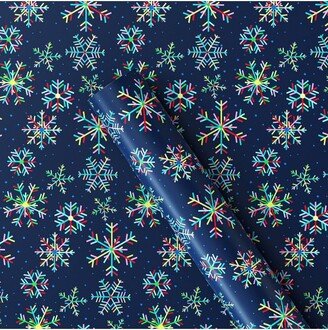 25 sq ft Colorful Snowflakes Christmas Gift Wrap Navy - Wondershop™