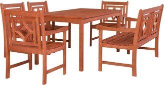 Malibu Outdoor 6-piece Wood Patio Rectangular Table Dining Set