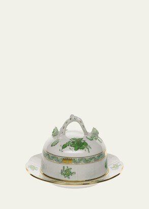 Chinese Bouquet Green Covered Butter Dish-AA