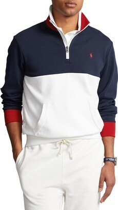 Colorblock Logo Quarter Zip Pullover-AA