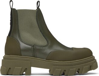 Khaki Cleated Low Chelsea Boots