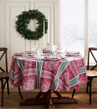 Poinsettia Plaid Jacquard Plaid Tablecloth, 60 x 84 Oval