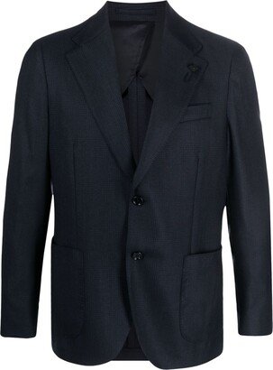 Single-Breasted Wool Houndstooth Blazer