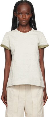 Off-White & Khaki Nacreous Crushed T-Shirt