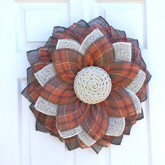 Fall Flower Wreath For Front Door, Harvest Wreath