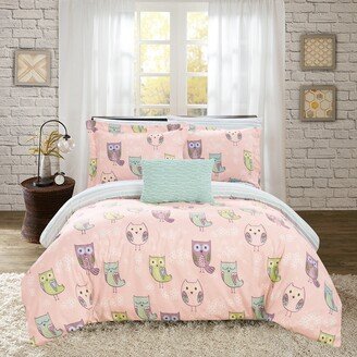 Horned 8 Piece Reversible Comforter Set Cute Owl Design