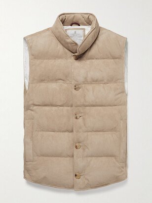 Padded Quilted Suede Down Gilet