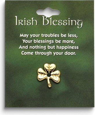 Curata Gold-Tone Shamrock with Irish Blessing Lapel Pin