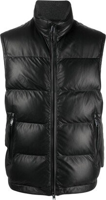 High-Neck Leather Gilet-AA