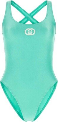 GG Logo Printed Crossover Strap Swimsuit