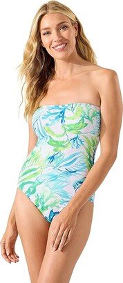 Island Cays Seafronds Bandeau One-Piece (White) Women's Swimsuits One Piece