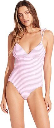 Sorrento Stripe Wrap Front One-Piece (Parfait Pink) Women's Swimsuits One Piece