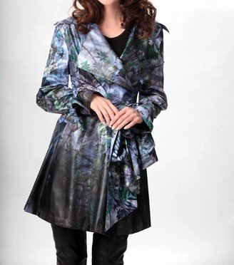 ANGEL Verdant Trench Rain Jacket In Blue Multi