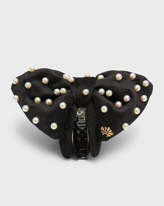 Pearly Velvet Simone Bow Clip