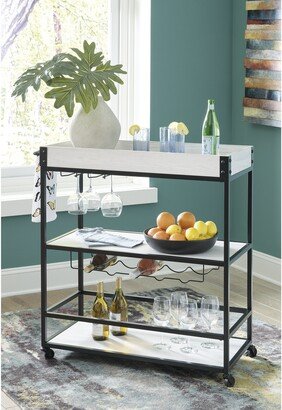 Bayflynn White/Black Bar Cart - 35W x 16D x 38H