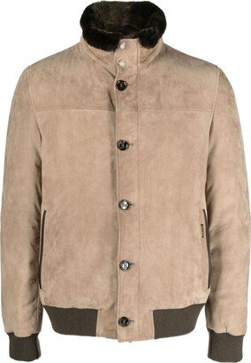 Audenio shearling-collar suede bomber jacket