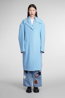 Coat In Cyan Wool