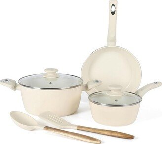 Plaza Cafe 7 Piece Forged Aluminum Cookware Set in Linen