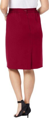 Jessica London Jeica London Women' Plu Size Tummy Control Bi-Stretch Pencil Skirt, 16 W - Rich Burgundy