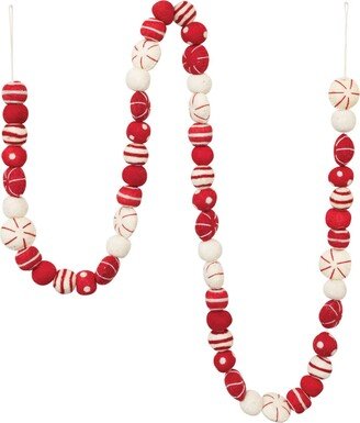 Wool Felt Ball Garland with Embroidery