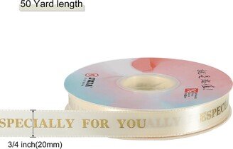 Unique Bargains 3/4 Inch 50 Yard Valentine Satin Ribbon Grosgrain Ribbon Gold Especially for You - 3/4