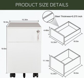 2 Drawer Mobile File Cabinet with Lock Metal-AC