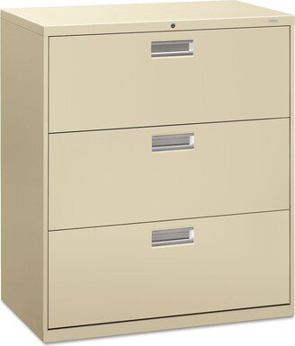 HON 600 Series 36-Inch Wide Three-Drawer Lateral File Cabinet in Putty