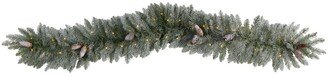 Frosted Artificial Christmas Garland with Pinecones and 50 Warm Led Lights, 6'