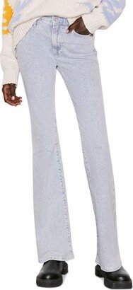 Le High Womens Striped Faded Flare Jeans