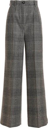 High Waist Flared Glen Plaid Pants