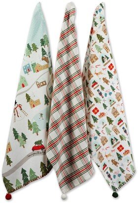 Design Import Kitchen and Table Top Jolly Tree Collection Dishtowel, Set of 3