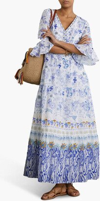 Bella embroidered printed cotton-voile maxi dress