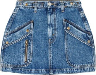 Racer denim miniskirt