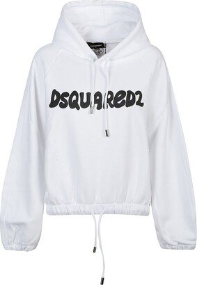 Logo-Printed Long-Sleeved Drawstring Hoodie-AB