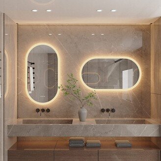 AESOME Wall Mounted Frameless Oval LED Bathroom Mirror Touch Sensor