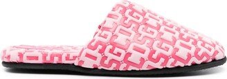 Monogram-Pattern Round-Toe Slippers