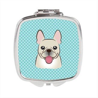 Awesome Apparel Checkerboard Blue French Bulldog Compact Mirror, 2.75 x 3 x .3 In.