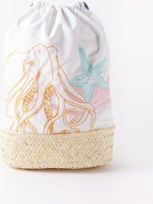 Unlikely Friendship Embroidered-canvas Backpack