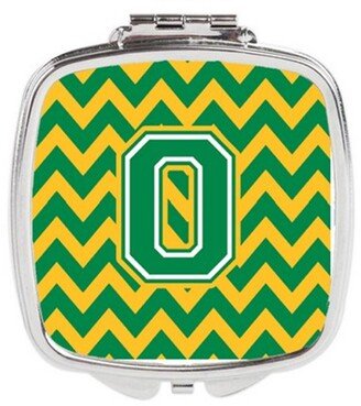 CJ1059-OSCM Letter O Chevron Green & Gold Compact Mirror