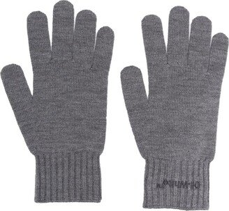 Embroidered-Logo Ribbed Gloves