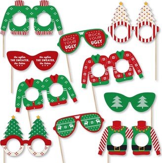 Big Dot Of Happiness Ugly Sweater Glasses Paper Holiday Christmas Party Photo Booth Props Kit 10 Ct