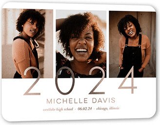 Graduation Announcements: Remarkably Radiant Graduation Announcement, White, Rose Gold Foil, 5X7, Matte, Personalized Foil Cardstock, Rounded