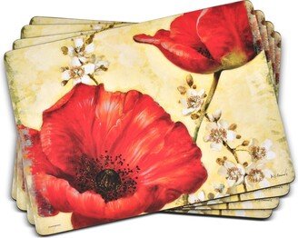 Red Poppy Blossoms Placemats, Set of 4