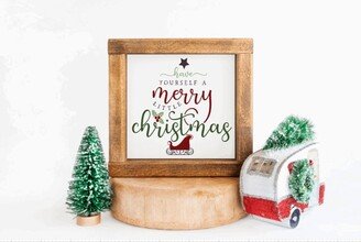 Have Yourself A Merry Little Christmas, Square Wood Framed Farmhouse Sign, Christmas Decor