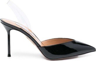 Black Slingback Décolleté With Plexiglass Detail In Patent Leather Woman