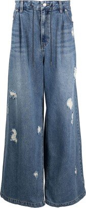 Distressed Wide-Leg Jeans