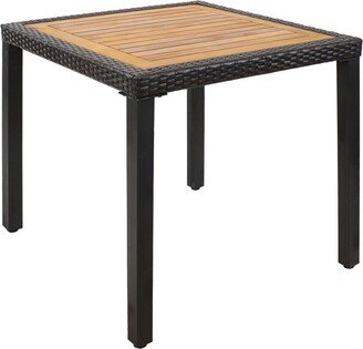 Sunnydaze Decor Sunnydaze Outdoor Acacia Wood and Faux Wicker Resin Patio Dining Table - 31.5