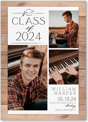 Graduation Announcements: Classy Commencement Graduation Announcement, White, 5X7, Standard Smooth Cardstock, Square